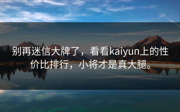 别再迷信大牌了，看看kaiyun上的性价比排行，小将才是真大腿。