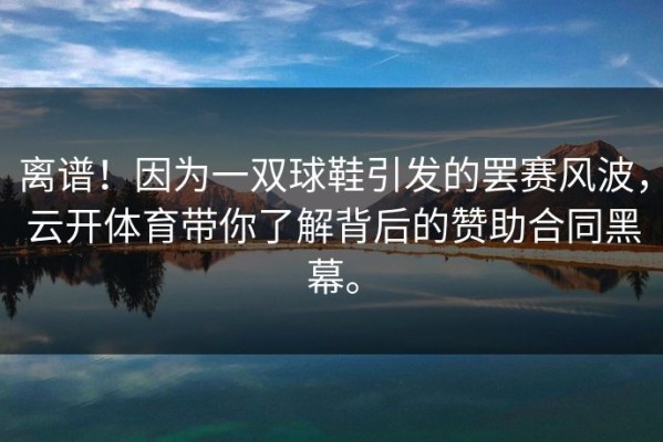 离谱！因为一双球鞋引发的罢赛风波，云开体育带你了解背后的赞助合同黑幕。
