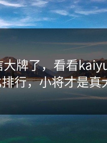 别再迷信大牌了，看看kaiyun上的性价比排行，小将才是真大腿。