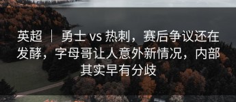 英超 ｜ 勇士 vs 热刺，赛后争议还在发酵，字母哥让人意外新情况，内部其实早有分歧